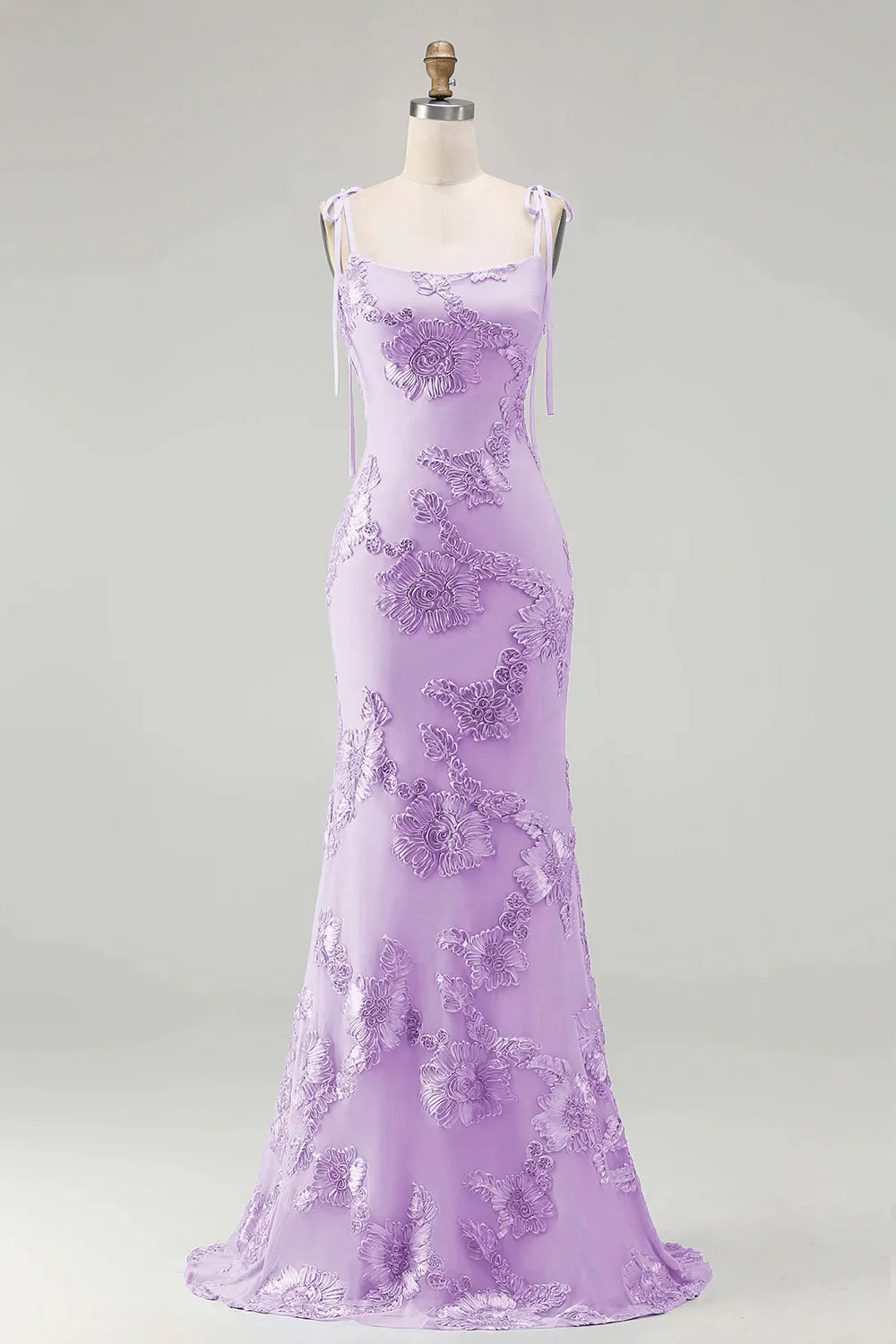 Light Blue Mermaid Spaghetti Straps Long Prom Dress with Appliques