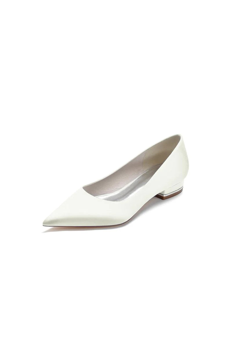 Simple Pointed Toe Satin Low Heels