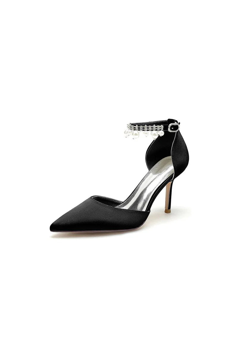 Pointed Toe Wedding Heels with Pearl Tassel
