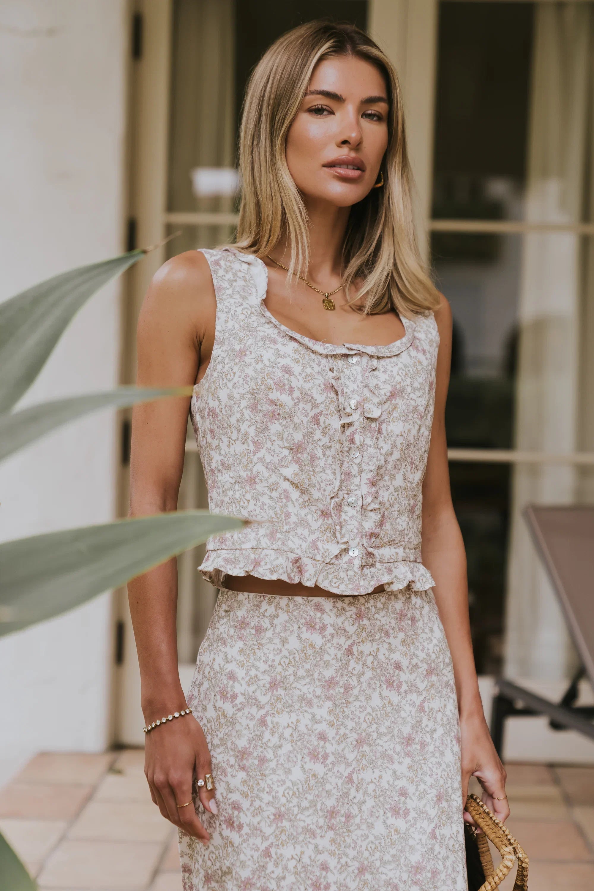 Elise Floral Ruffle Tank