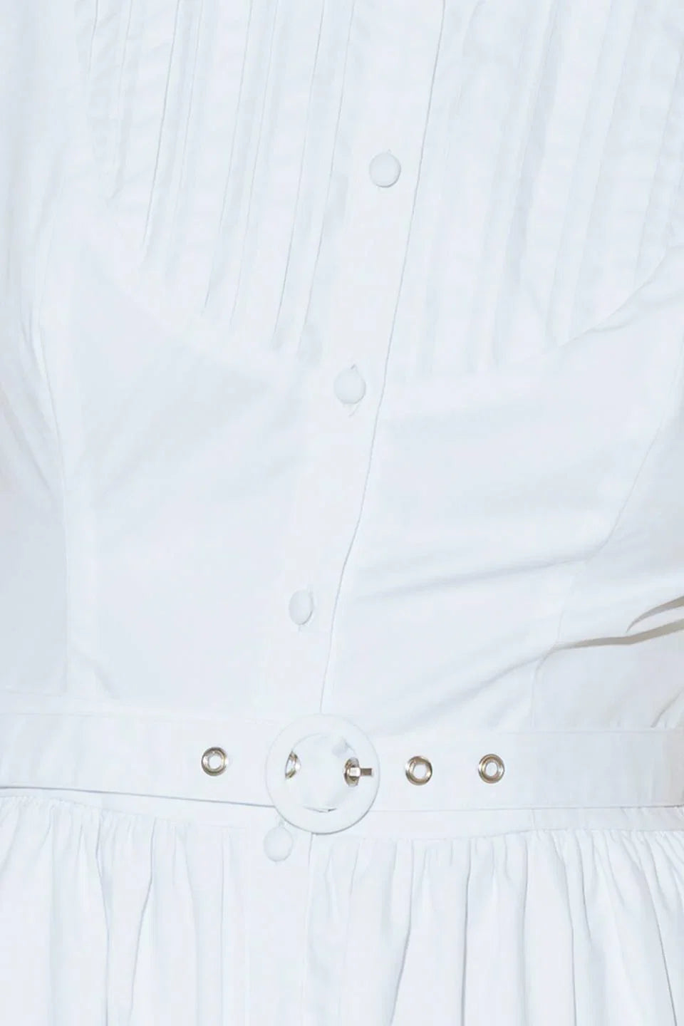 NORTH EAST MIDI White Cotton Pintuck Midi Shirt Dress