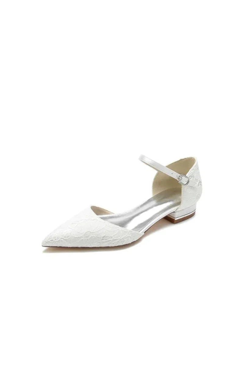 Lace One strap Buckle Pointed Toe Mules