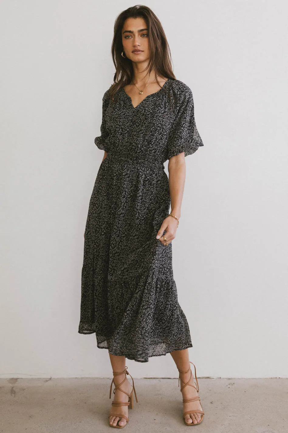 Allorah Ditsy Floral Midi Dress FINAL SALE