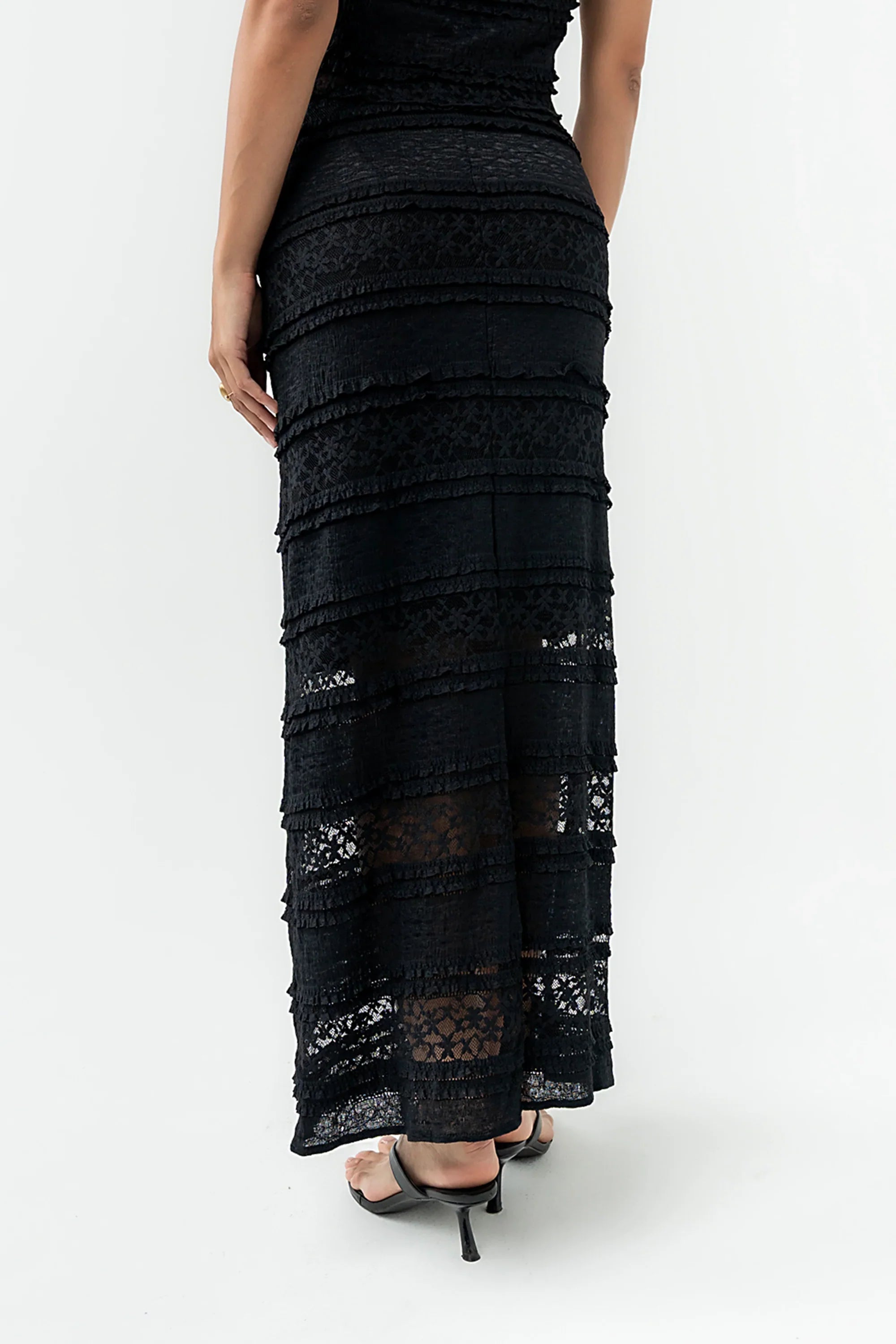 Lexie Lace Midi Skirt in Black