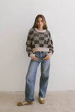 Cielo Checkered Sweater in Taupe FINAL SALE