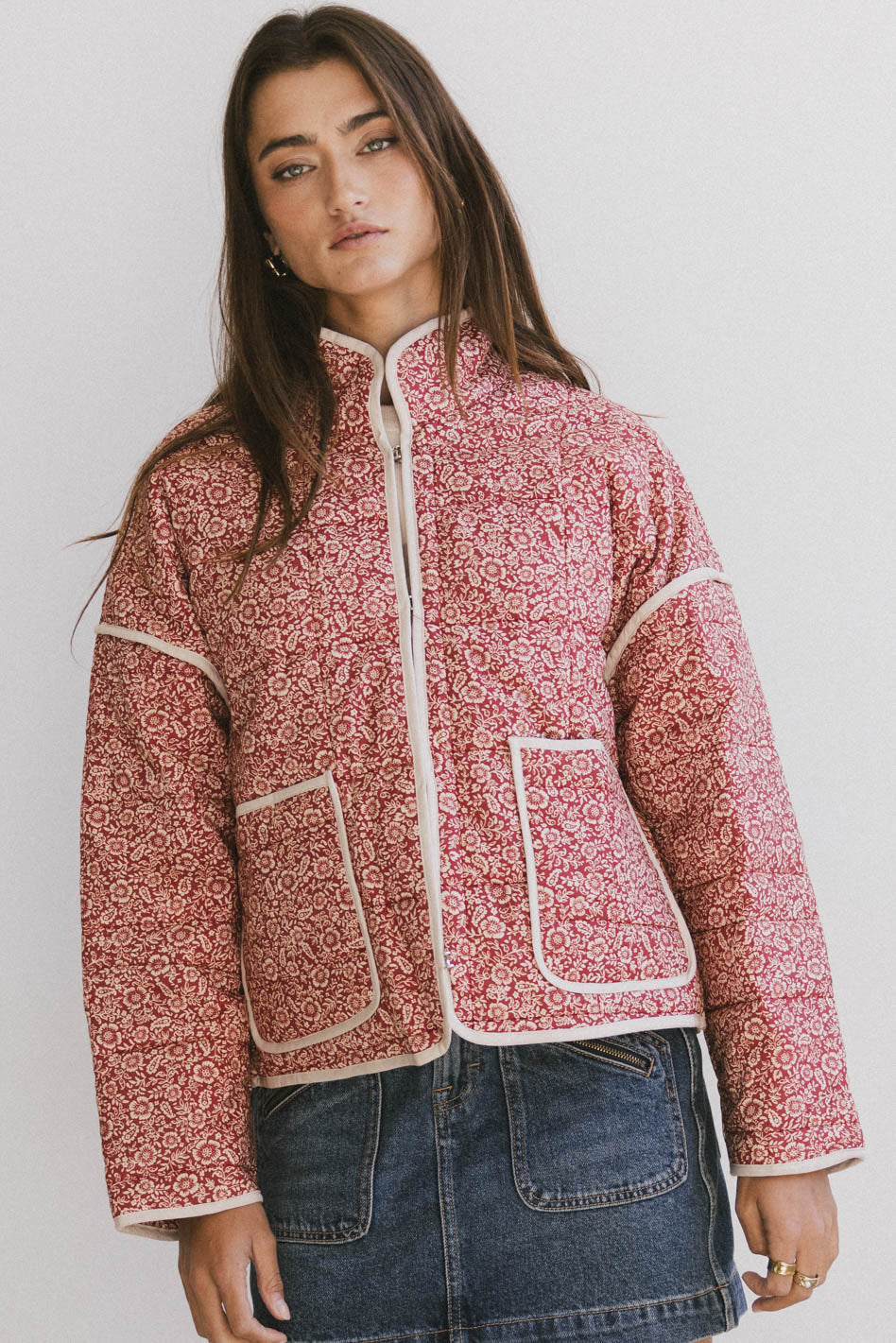Kadee Quilted Jacket in Burgundy FINAL SALE