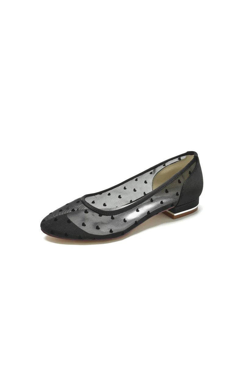 Simple Pointed Toe Mesh Slip on Low Heels