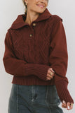 Irene Cable Knit Sweater in Burgundy FINAL SALE