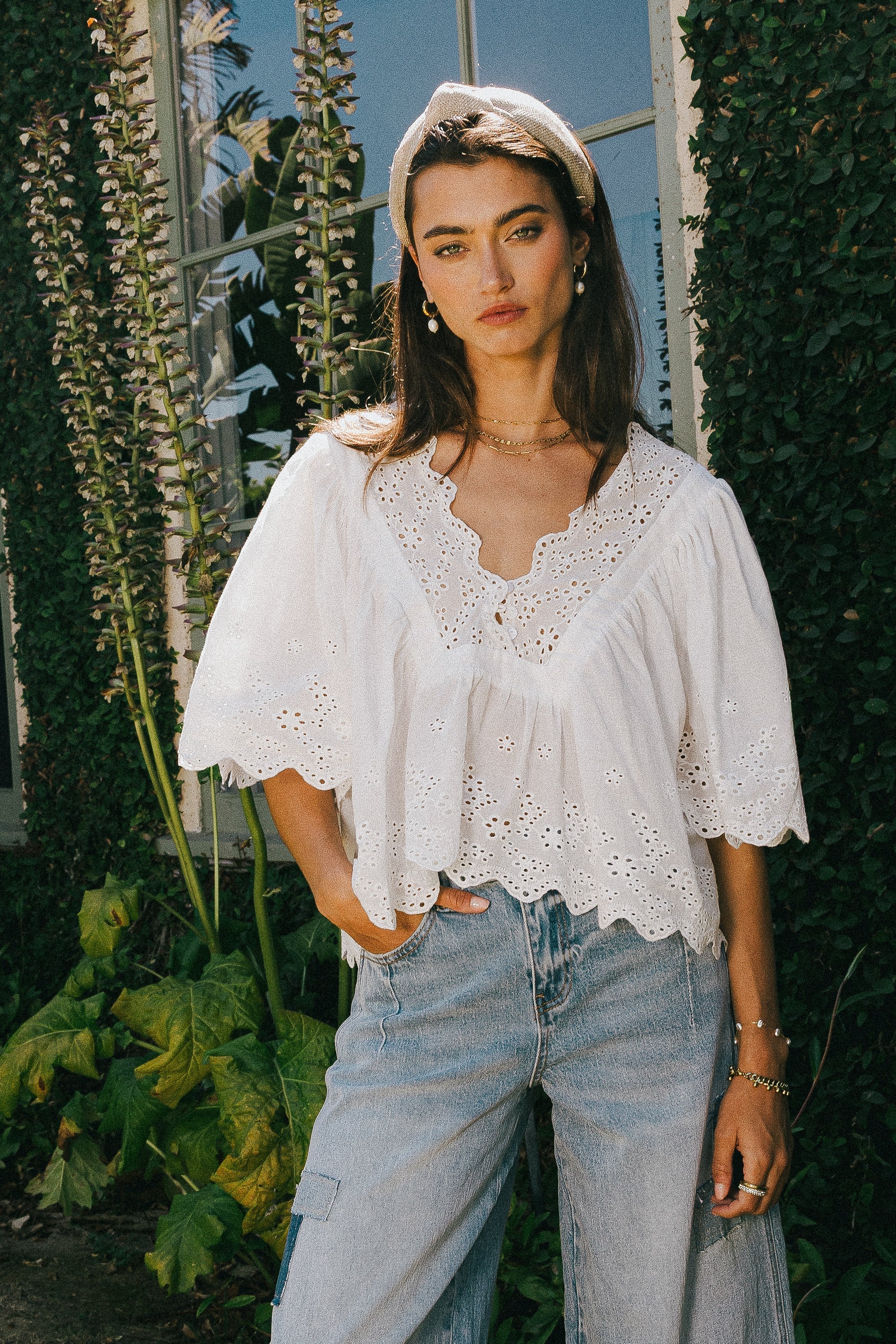 Faye Embroidered Blouse in White FINAL SALE