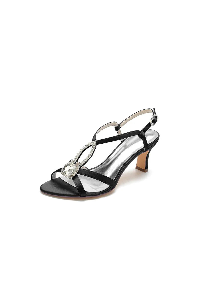 Elegant Royal Blue Satin Peep Toe Pump with Silver Ornament
