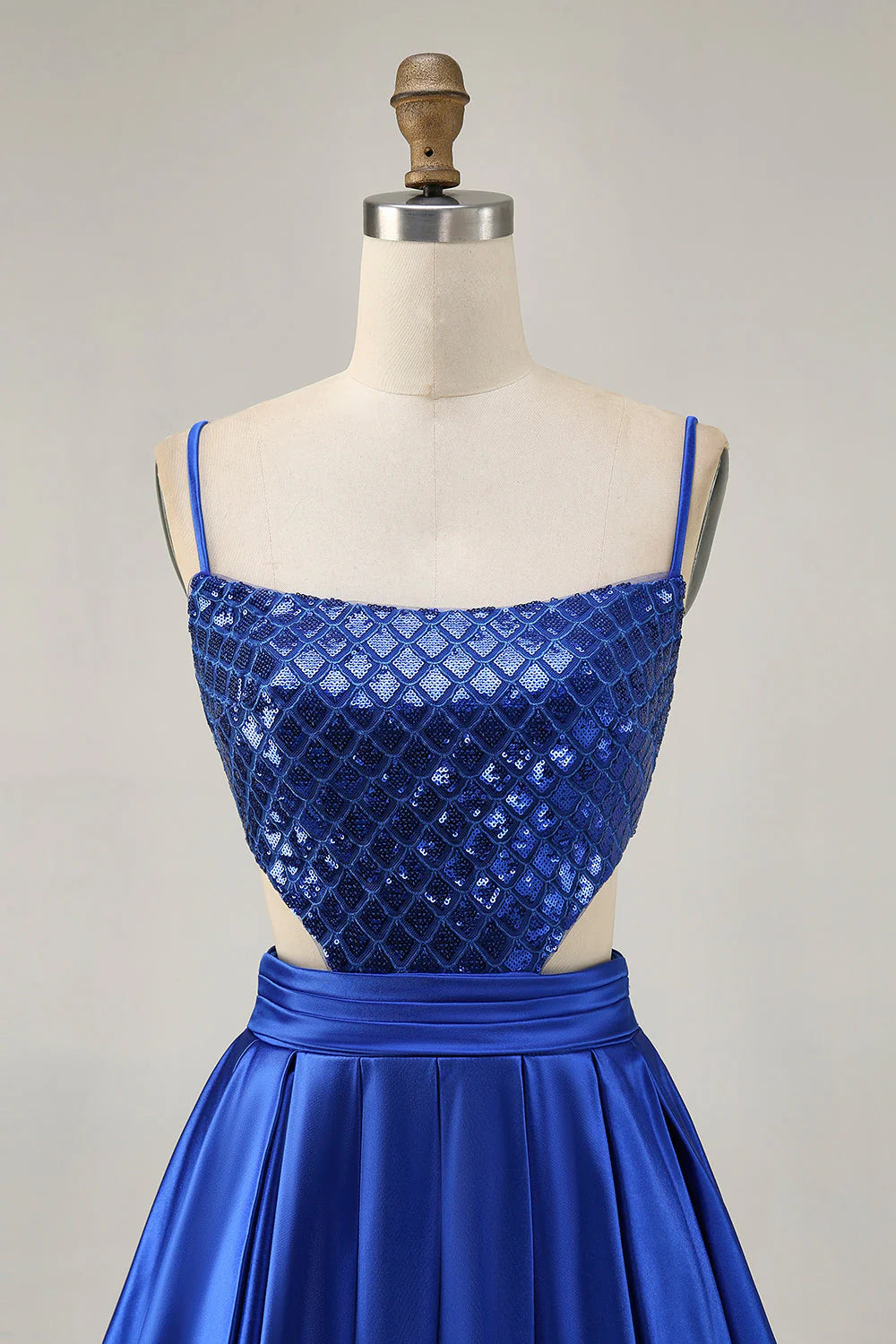 Sparkly Royal Blue A Line Cut Out Sequins Short Homecoming Dress