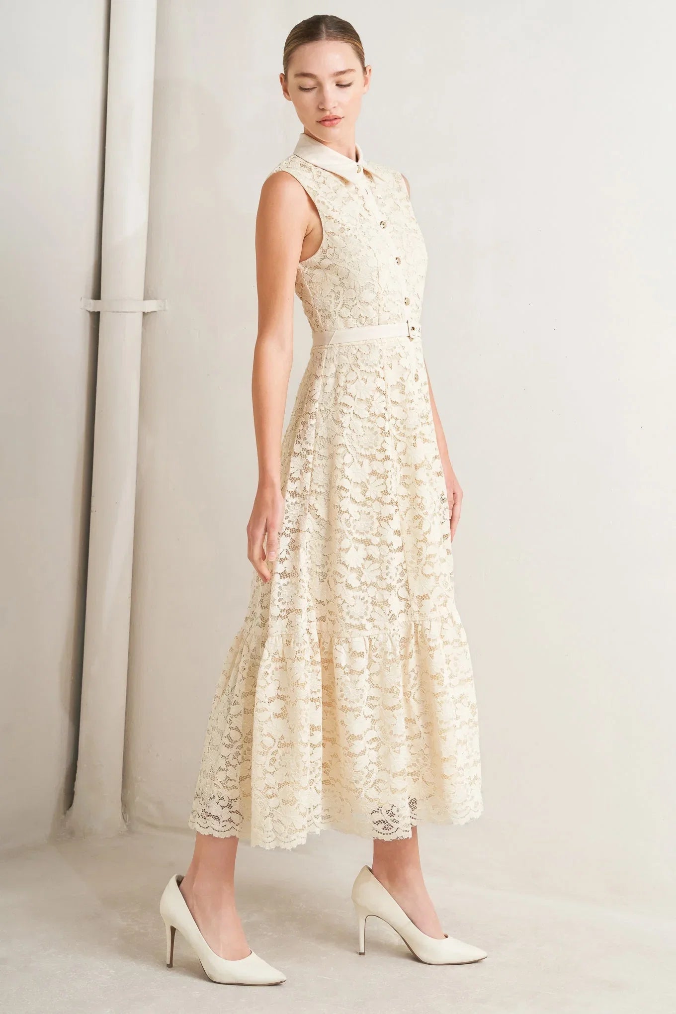 PURELY ROMANTIC LACE MIDI DRESS FINAL SALE