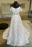 Ivory Cold Shoulder Appliques A Line Wedding Dress