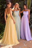 ISABELLA GOWN STRAPLESS CHIFFON DRESS WITH SCARF