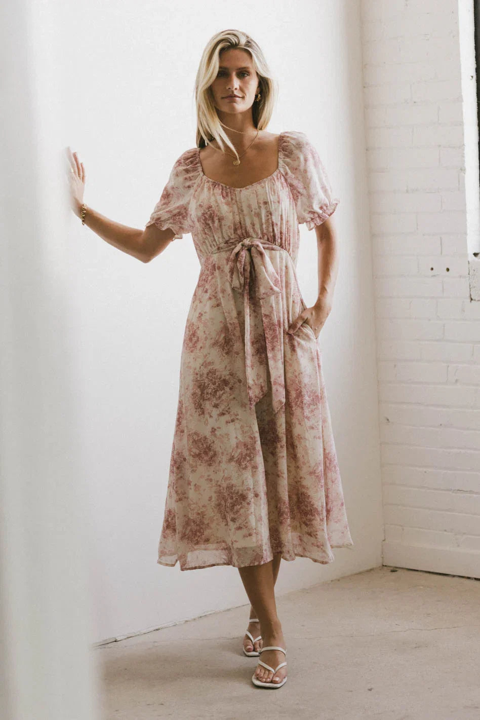 Janie Waist Tie Midi Dress FINAL SALE