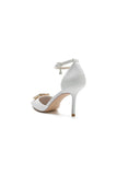 Pointed Toe Glitter Ankle Strap Rhinestone High Heels