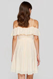 Apricot A Line Cold Shoulder Short Junior Bridesmaid Dress with Ruffles
