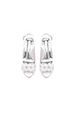 Peep Toe Slingback Beaded Chunky Wedding Shoes with Flowers
