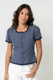 Serra Lace Trim Blouse in Navy