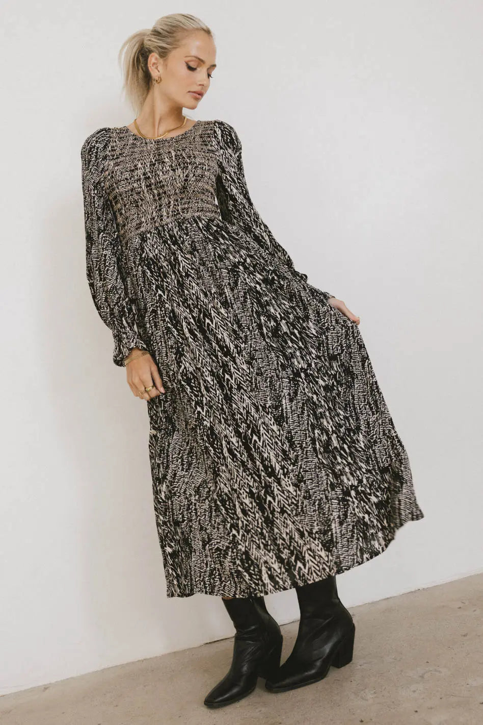 Justice Abstract Midi Dress in Black FINAL SALE