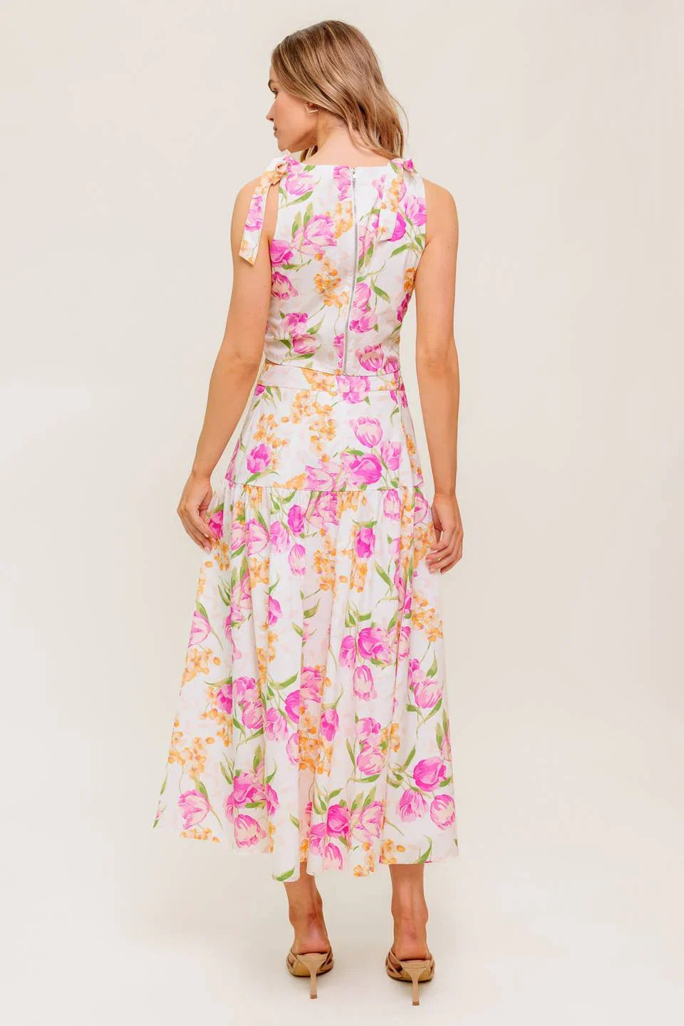PINK TULIP GARDEN TOP MIDI SKIRT SET