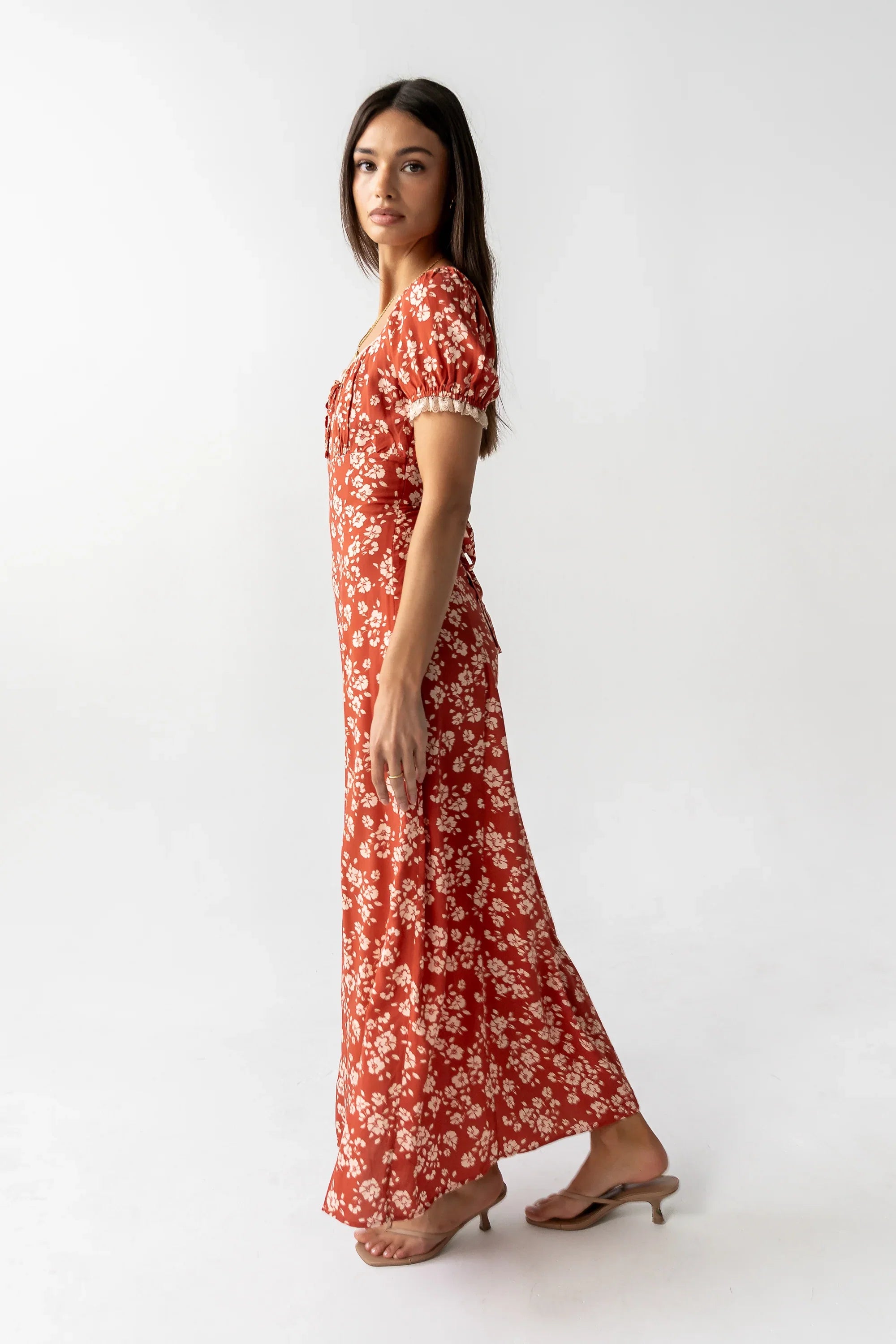 Camden Floral Maxi Dress in Rust