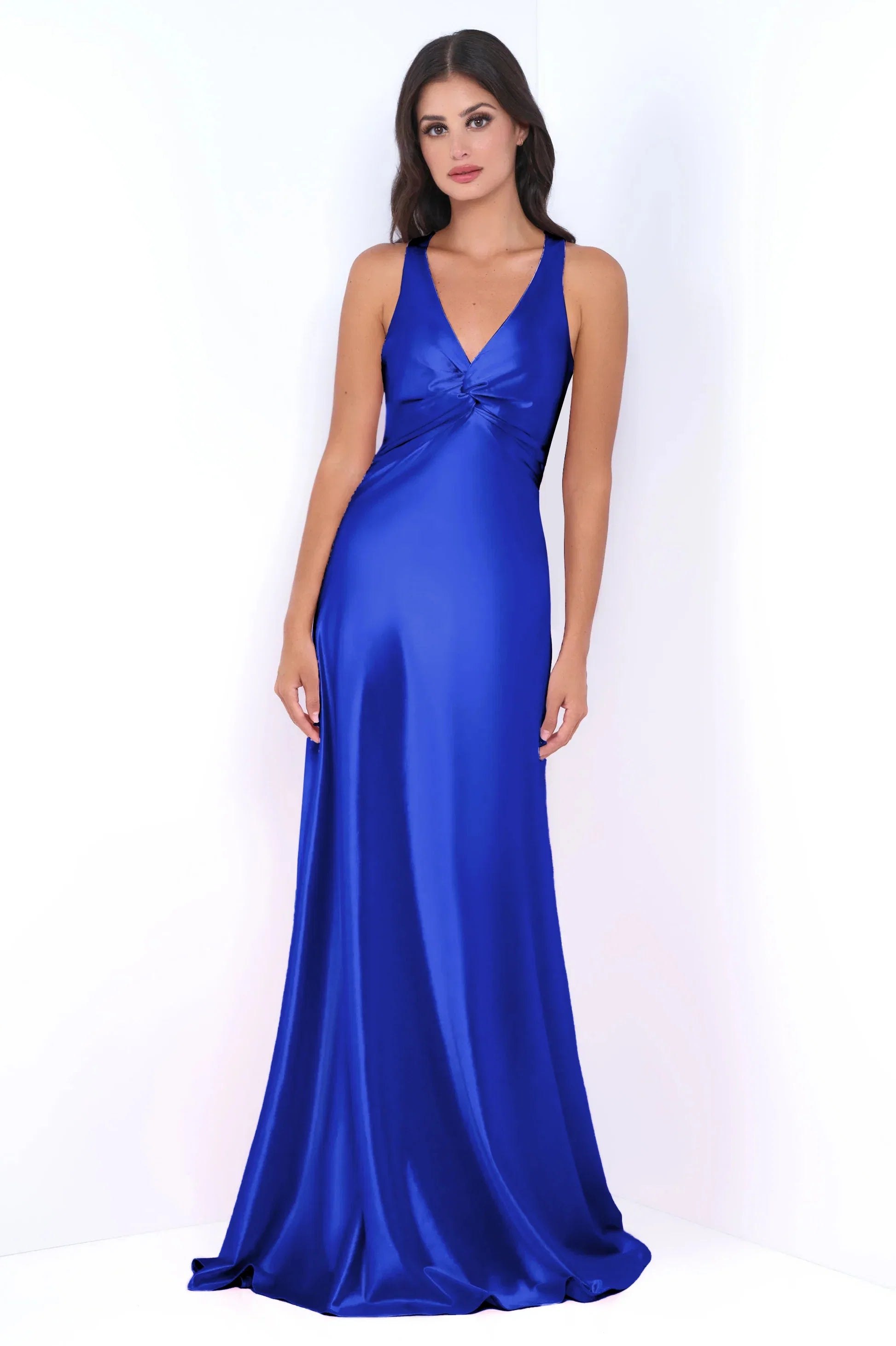 Odette Maxi Dress Royal Open Back With Adjustable Bow Tie Detail