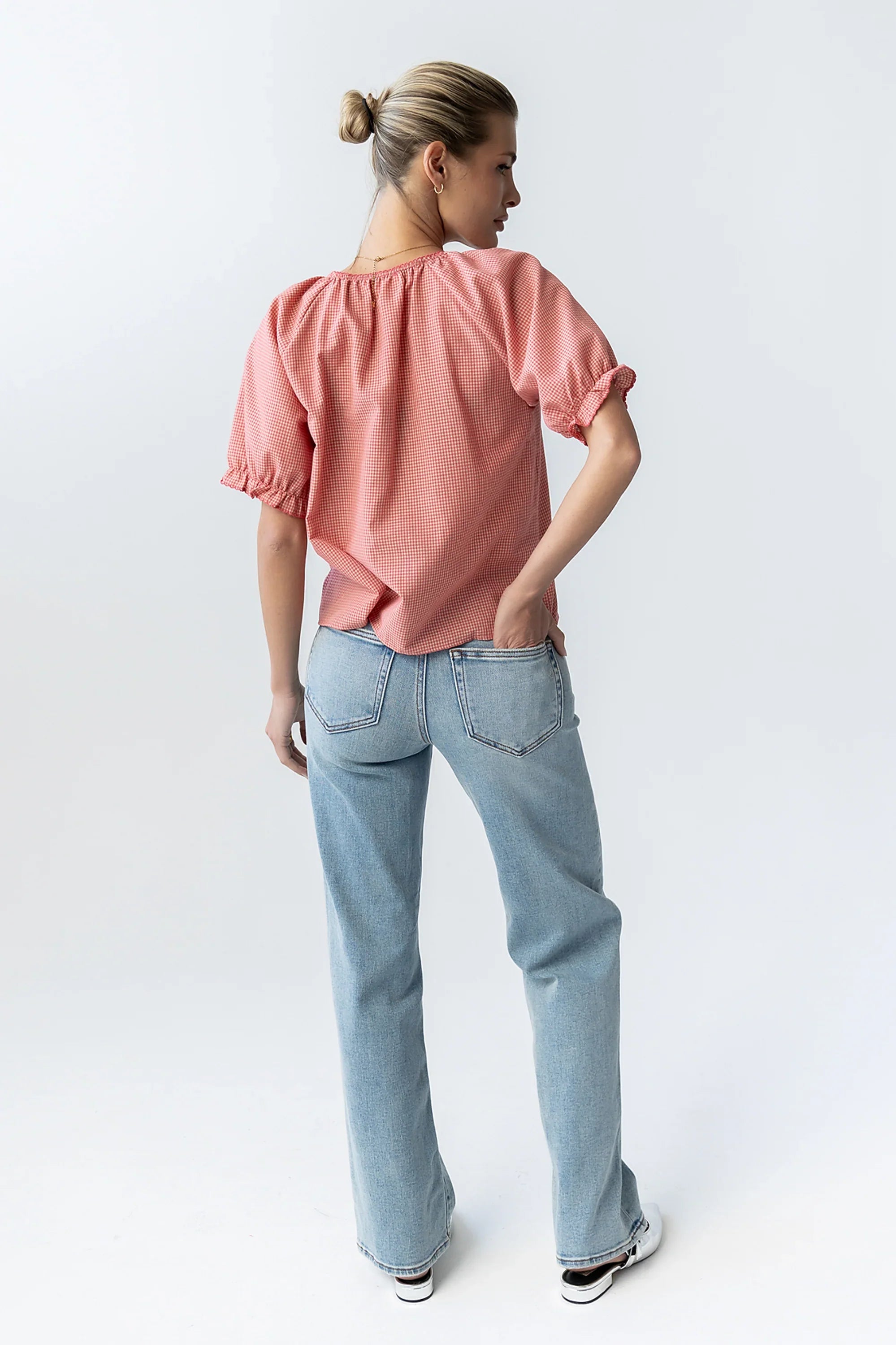 Benny Gingham Blouse in Pink