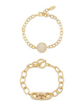 Mixed Crystal Disc Link Chain Bracelet Set