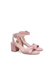 Party Suede Peep Toe Chunky Heel Shoes With Buckle Ankle Strap
