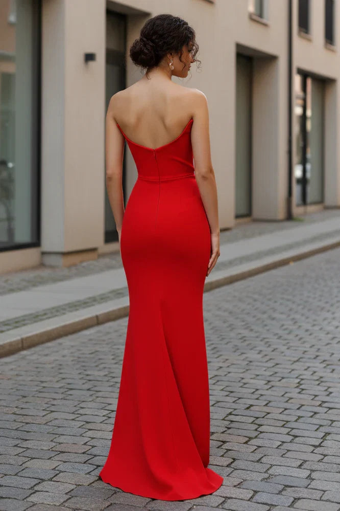 Daris Gown Red Cat Eye Scoop Neckline Dress