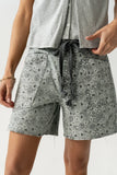 Finneas Denim Shorts in Grey Paisley