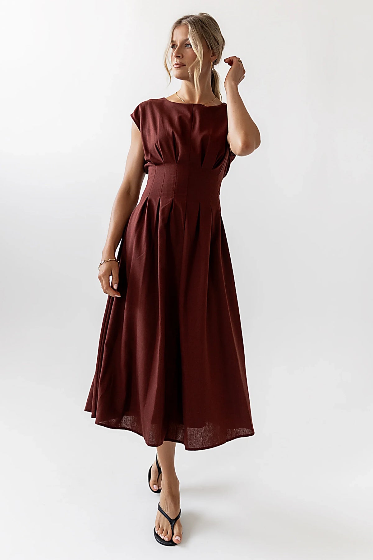 Matilda Pleated Maxi Dress in Rust FINAL SALE