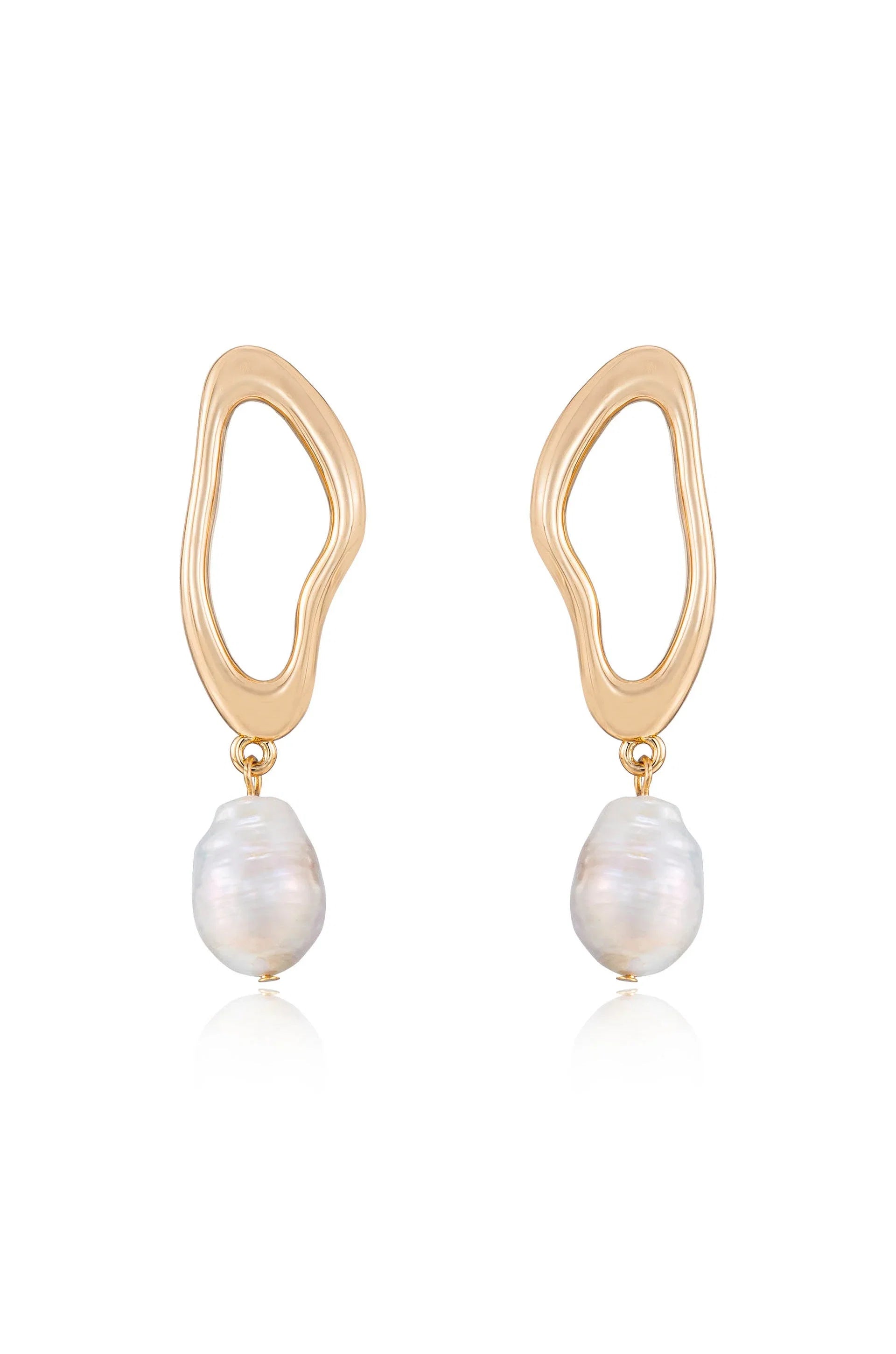 Open Circle Freshwater Pearl Earrings