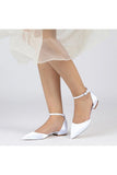 Satin Pointed Toe Ankle Strap Kitten Heels