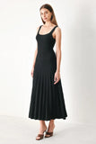 SWEATER KNIT MIDI DRESS WITH PLEATED SKIRT