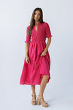 Jonas Gingham Midi Dress in Pink FINAL SALE