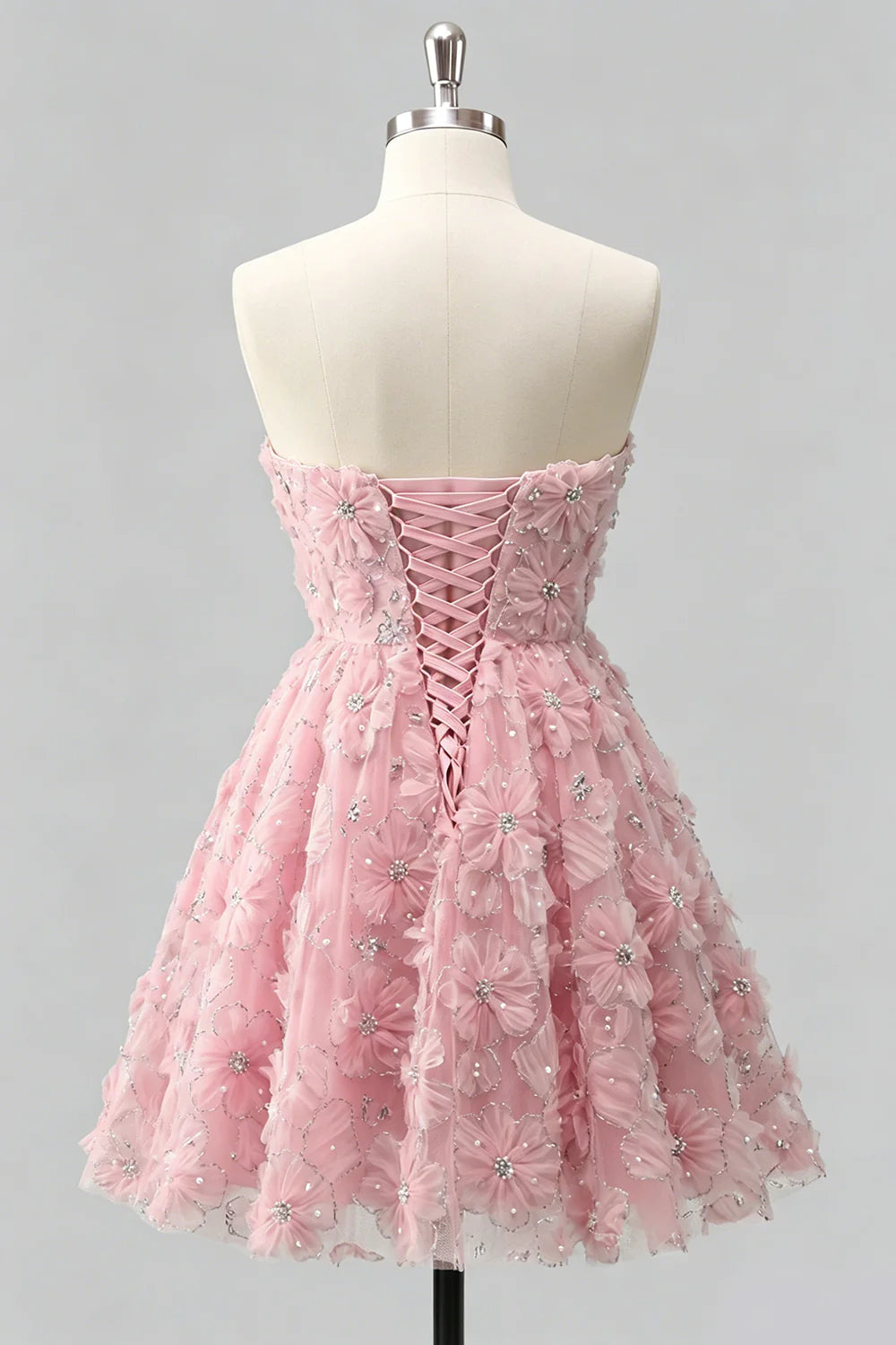 Sage Beaded Strapless A Line Short Homecoming Dress