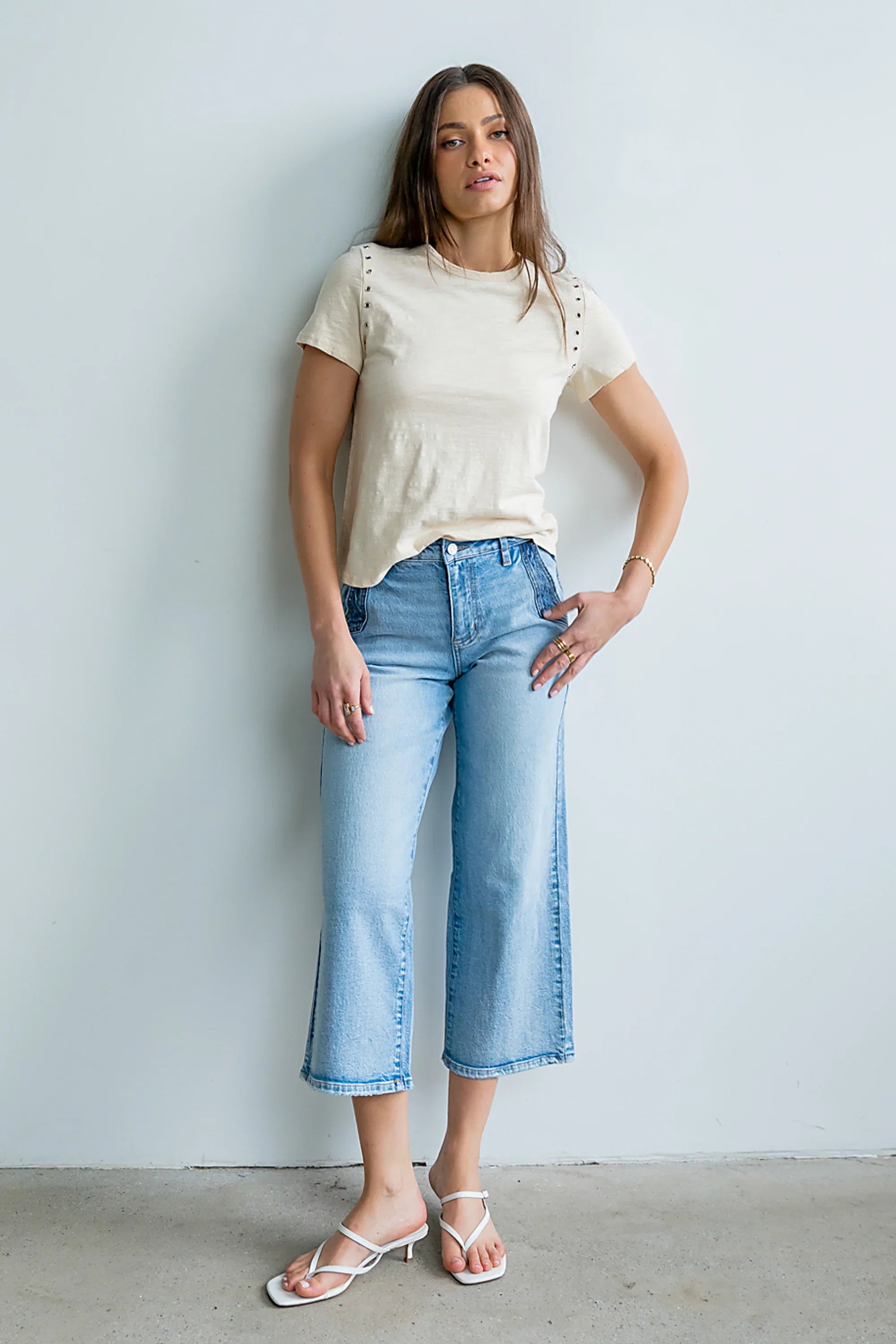 Corina Cropped Wide Leg Jeans