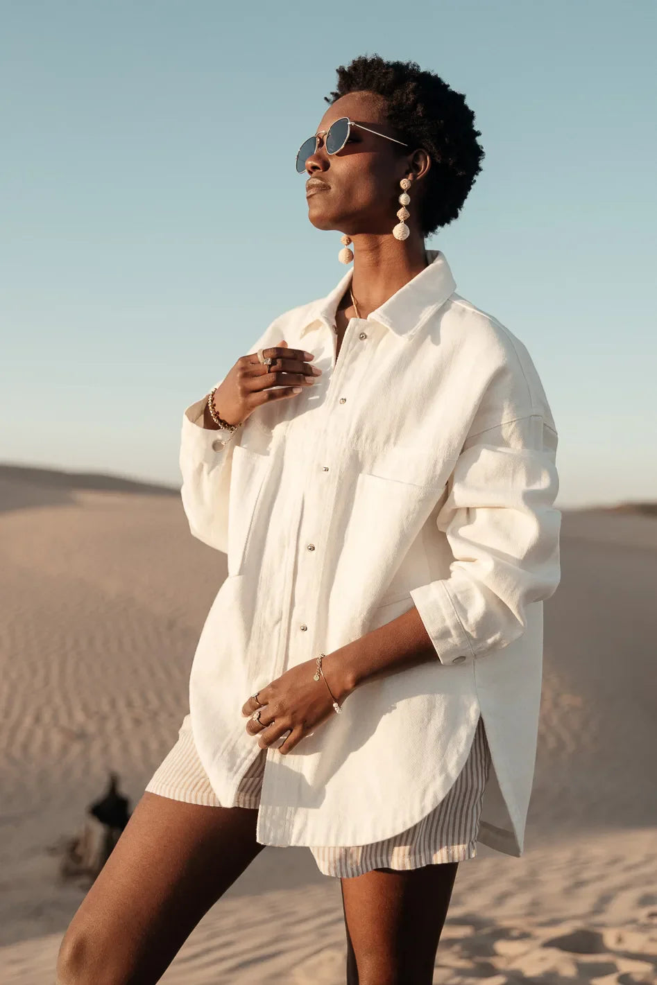 Eloise Denim Jacket in Ivory FINAL SALE