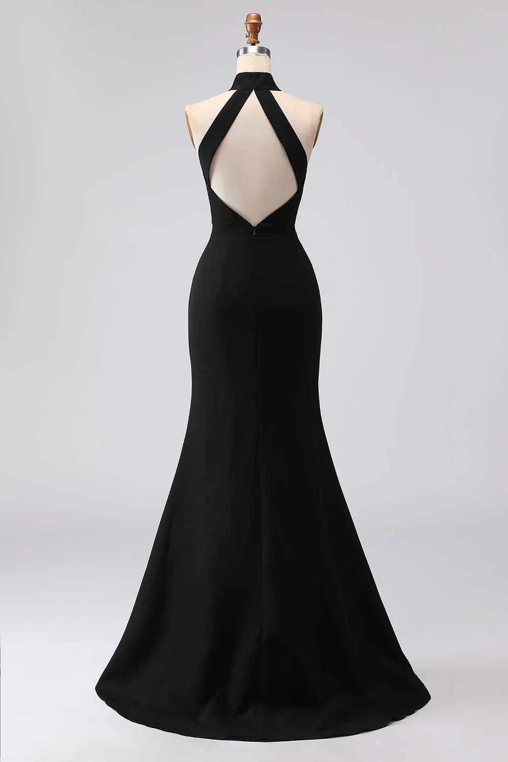 Black Halter Neck Mermaid Formal Dress