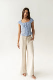 Briana Button Up Top in Blue