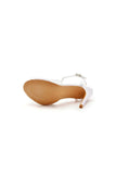Satin Pearl Peep Toe Stiletto Ankle Strap Buckle Ultra High Heels