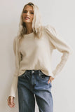 Kelcey Waffle Knit Top in Cream FINAL SALE
