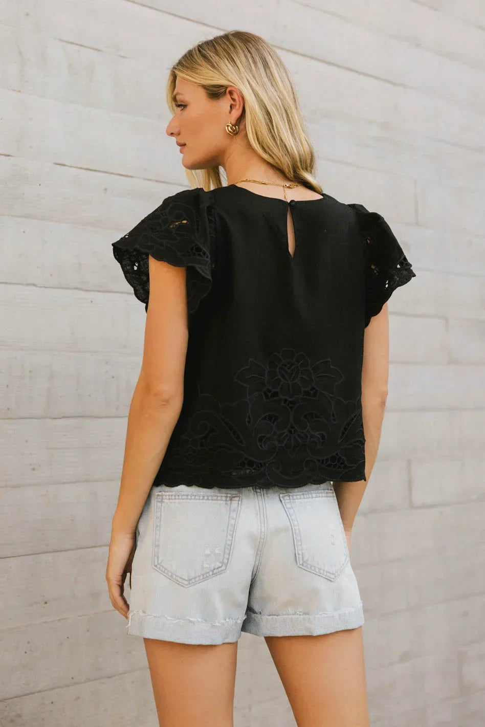 Myra Embroidered Blouse in Black FINAL SALE