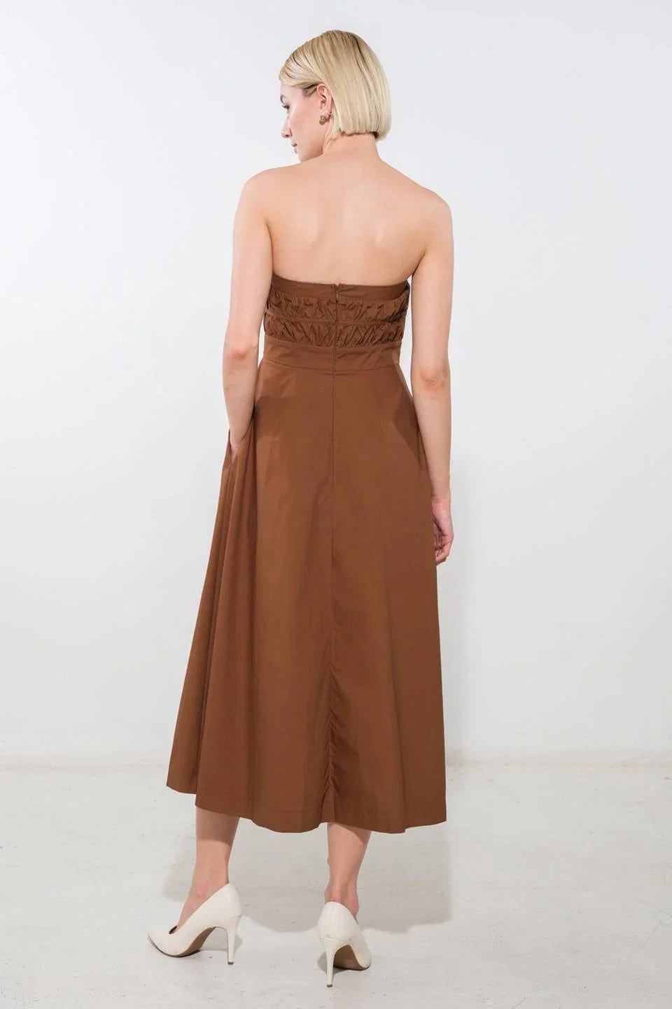 MYSTIC MIDI DRESS STRAPLESS COTTON DRESS