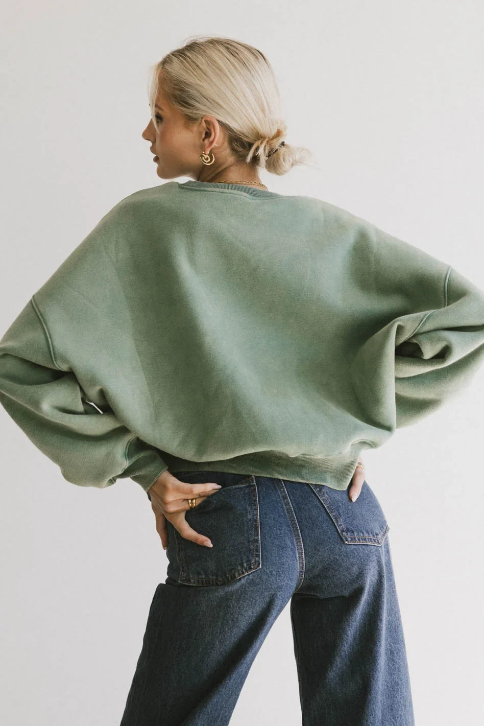 Reversible Sherpa Sweatshirt in Green FINAL SALE