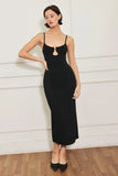 WEST EDGE BLACK SWEATER KNIT MIDI DRESS