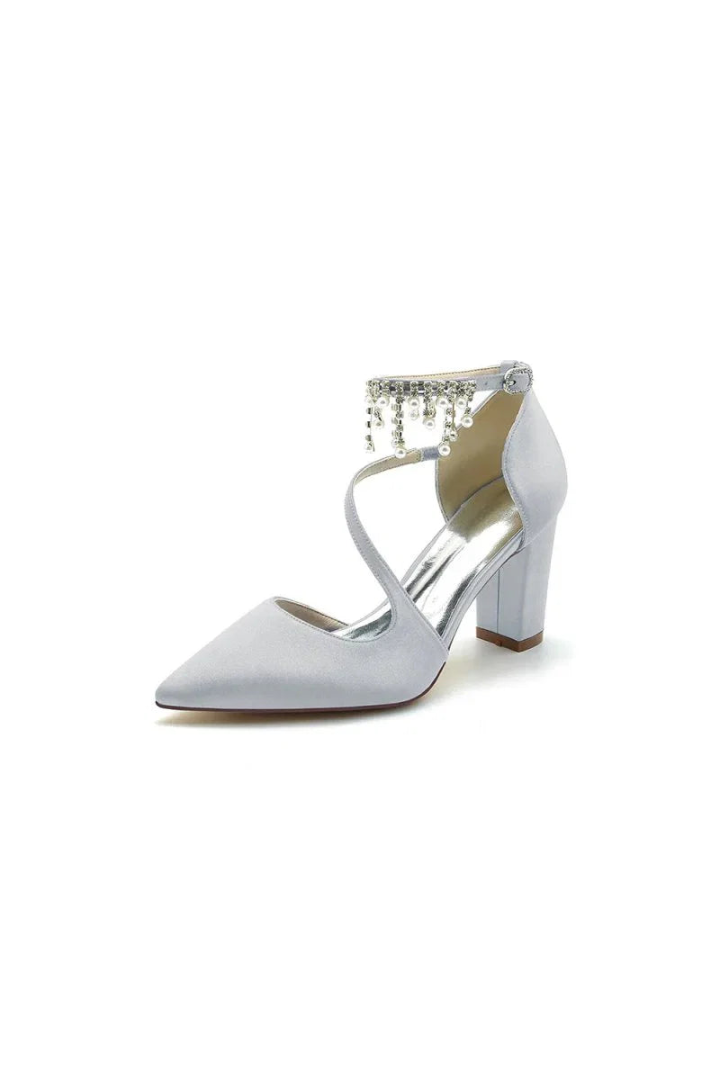 Pearl Tassel Block Heel Sandals