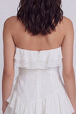 Ruffled Strapless A Line Little White Dress